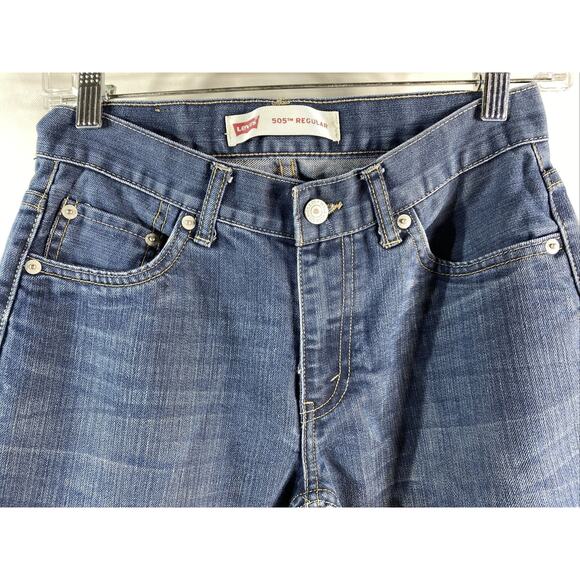 Levi's 505 Red Tab Straight Leg Denim Blue Jeans Boy's Size 14 Reg 27x27 - Picture 7 of 9